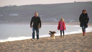 family on beach