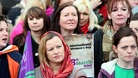Women at the International Women's Day rally at Belfast city hall