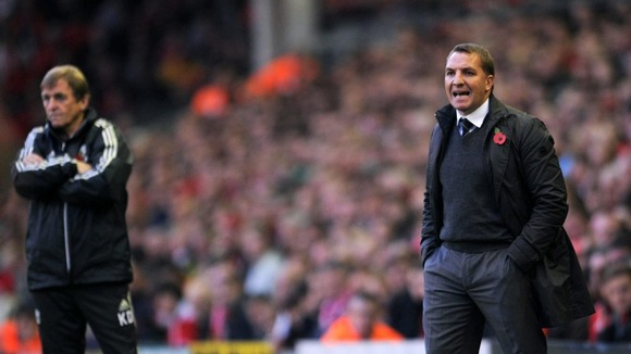 Brendan Rodgers and Kenny Dalglish (l)
