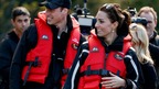 The Duke and Duchess of Cambridge wearing buoyancy vests before taking a jet boat ride.