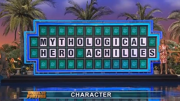 Mythological Hero Achilles is shown on the Wheel of Fortune board.