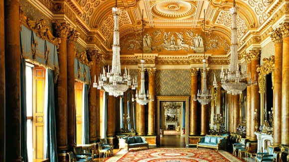 The Blue Drawing Room at Buckingham Palace as it features in the stamp set