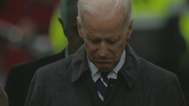 US Vice President Joe Biden observes the minute's silence at the memorial event.