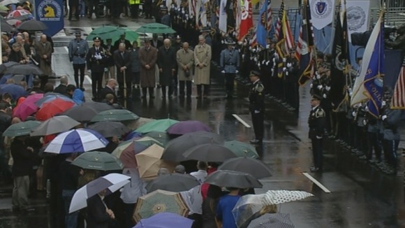 The Boston Marathon bombing memorial event took place near the race's finish line.