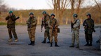 Ukrainian troops at Kramatorsk airfield in the eastern region.