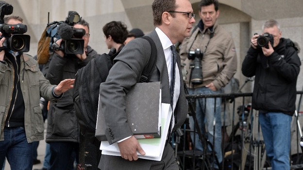 Andy Coulson outside the Old Bailey.