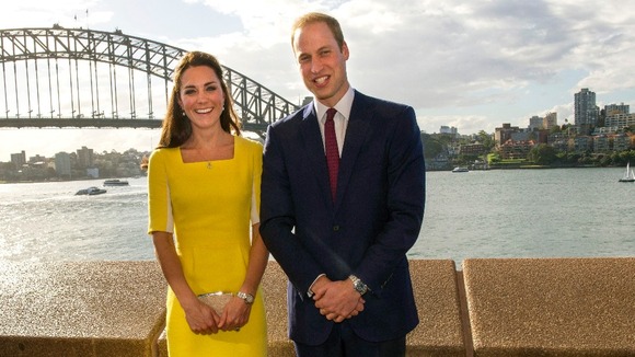 William and Kate pose near the Sydney Harbour Bridge.
