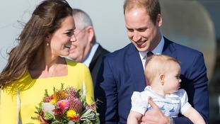 The Duke and Duchess of Cambridge arrive in Australia with Prince George to begin their 10-day tour.