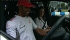 Lewis Hamilton giving safety tips to young drivers at Silverstone