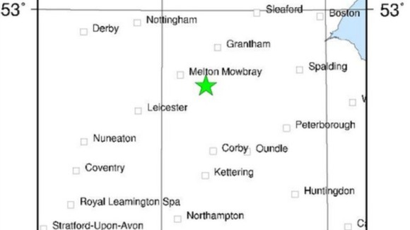 A British Geological Survey map of this morning's earthquake.
