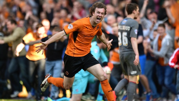 Wolverhampton Wanderers' Kevin McDonald celebrates scoring his team's sixth goal