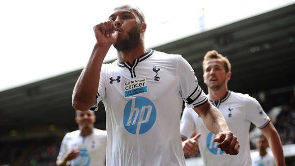 Younes Kaboul celebrates