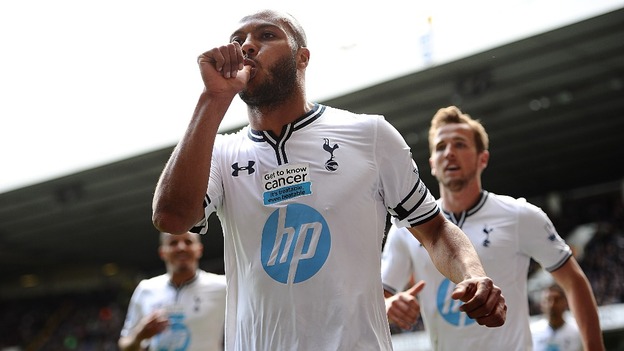 Younes Kaboul celebrates