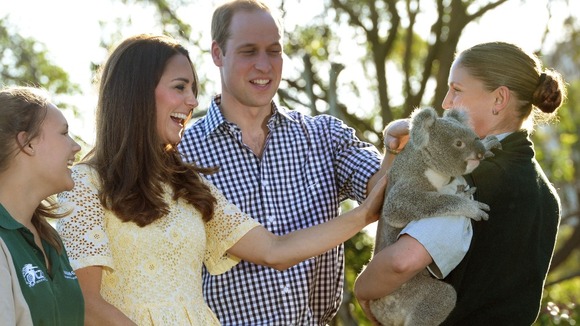 The Duke and Duchess of Cambridge meet Leuca the Koala.