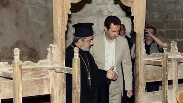 Pictures of Bashar al-Assad visiting a 4th century monastery were posted on his Instagram account