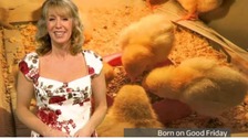 Emma Jesson with viewer's picture behind her