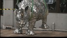 Rhino sculpture being installed