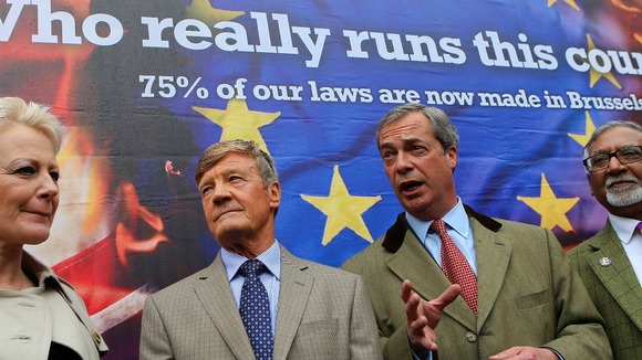 Ex-Tory donor Paul Sykes stands next to Nigel Farage at the campaign launch