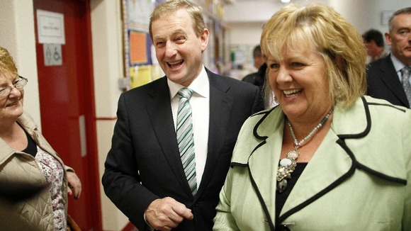 Taoiseach Enda Kenny arrives with his wife Fionnuala at St. Patrick's De La Salle Boys National School , Castlebar, Co. Mayo