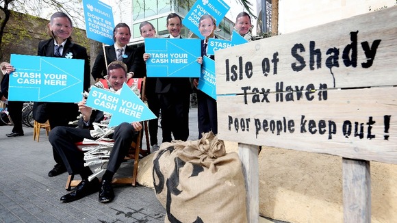Protestors outside the Southbank Centre where the Barclays AGM took place