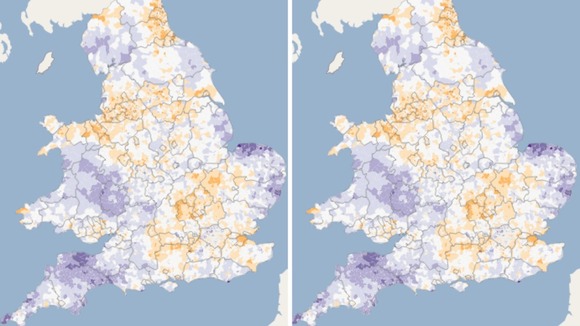 The risk of lung cancer is shown for women (left) and men (right).
