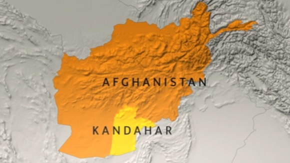 Map of Afghanistan showing Kandahar.