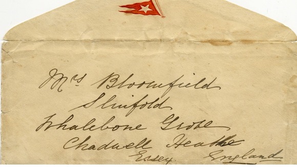 The letter was sold with its envelope, which has the White Star Line flag embossed on it.