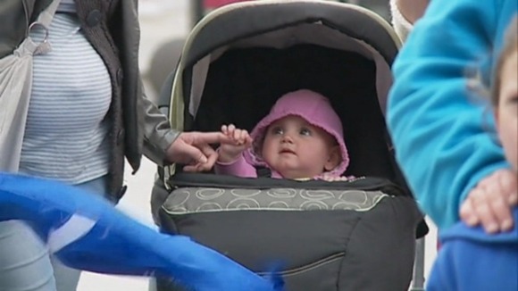 Baby on protest march in Clacton