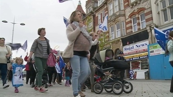 Protestors march over closure of maternity units