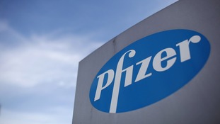 Logo of US drugs giant Pfizer.