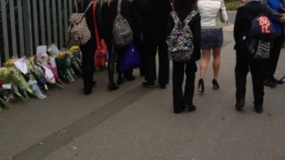Pupils arriving at Corpus Christi Catholic College in Leeds