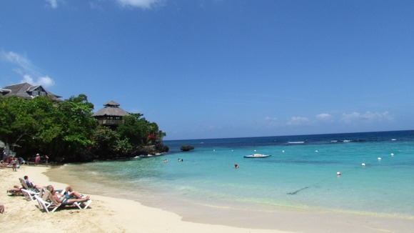 Holidaymakers relax at a Sandals Resort in Ocho Rios in northern Jamaica.