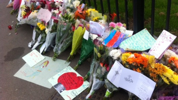 Flowers laid at scene