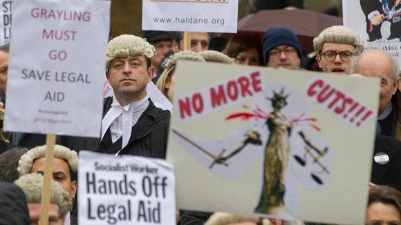 Thousands of barristers and legal professionals in Westminster in March.