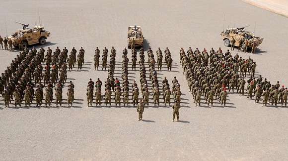 Service personnel in Camp Bastion, Afghanistan. 