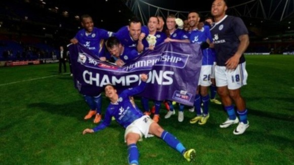 Leicester City celebrating becoming League champions