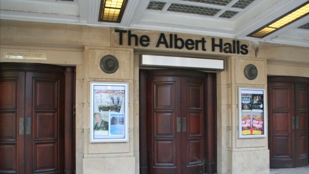 Front doors of the Albert Halls theatre