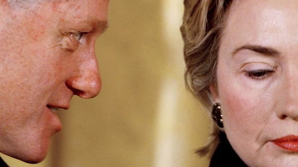 President Bill Clinton and then-First Lady Hillary Clinton pictured at a White House event in February 1999.