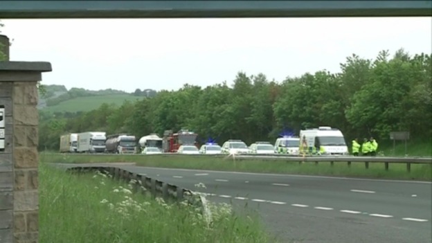 Queues after A69 crash