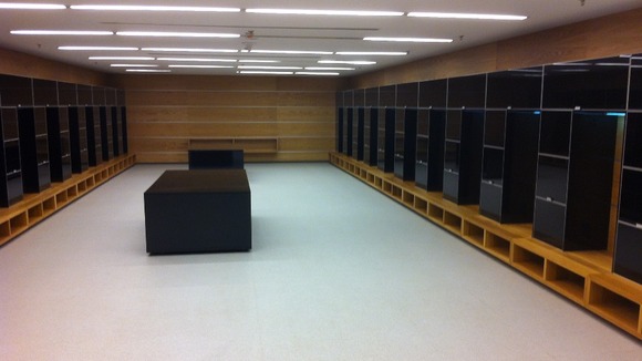 The players' changing rooms glistened although plenty of basics were still in the corridors.