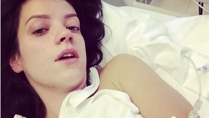 Singer Lily Allen posted this picture of herself in a hospital bed.
