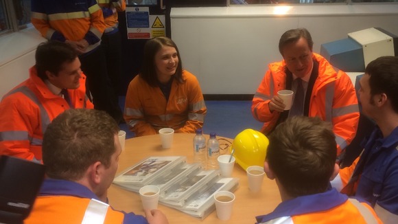 David Cameron at a sugar factory in Newark