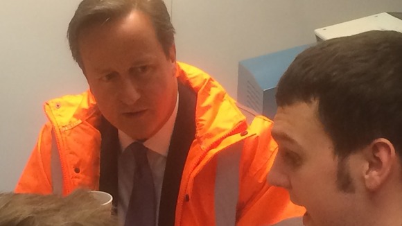 David Cameron at a sugar factory in Newark