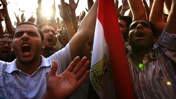 Egyptians gathered at Tahrir Square in the nation's capital, Cairo.