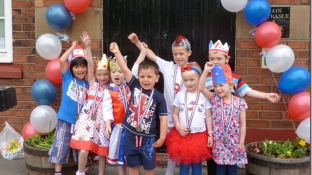 Children with balloons