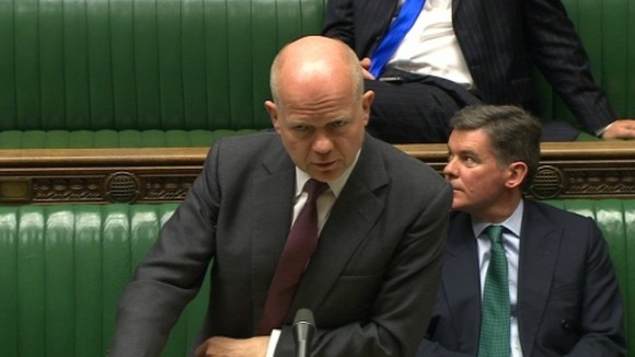 William Hague making a statement to Parliament today.