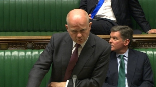 William Hague making a statement to Parliament today.