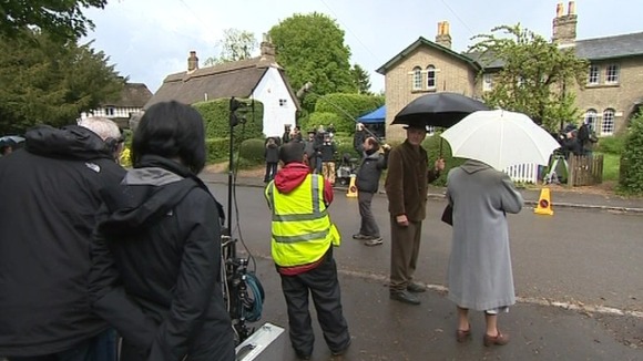 Grantchester in Cambridgeshire has been turned into a film set.
