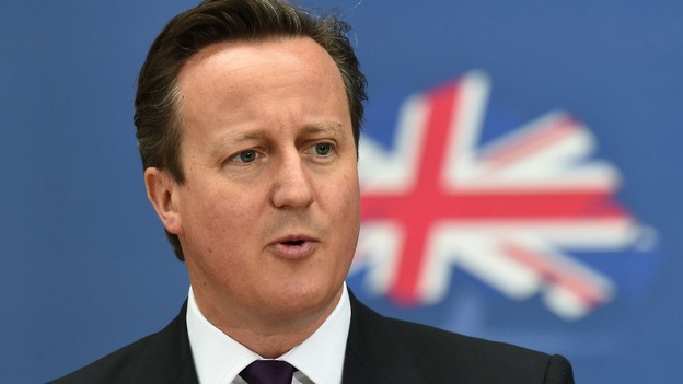 File photo of David Cameron with Union flag behind him.