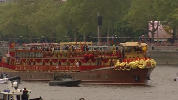 The Spirit of Chartwell has joined the River Pageant and is sailing down the Thames with the rest of the flotilla